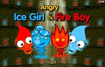 angry ice girl and fire boy